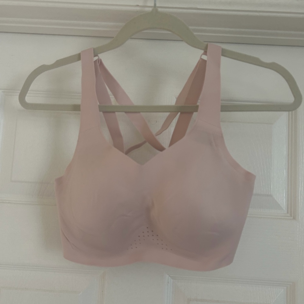 Brooks Pale Pink Underwire Sports Bra with Crisscross Back